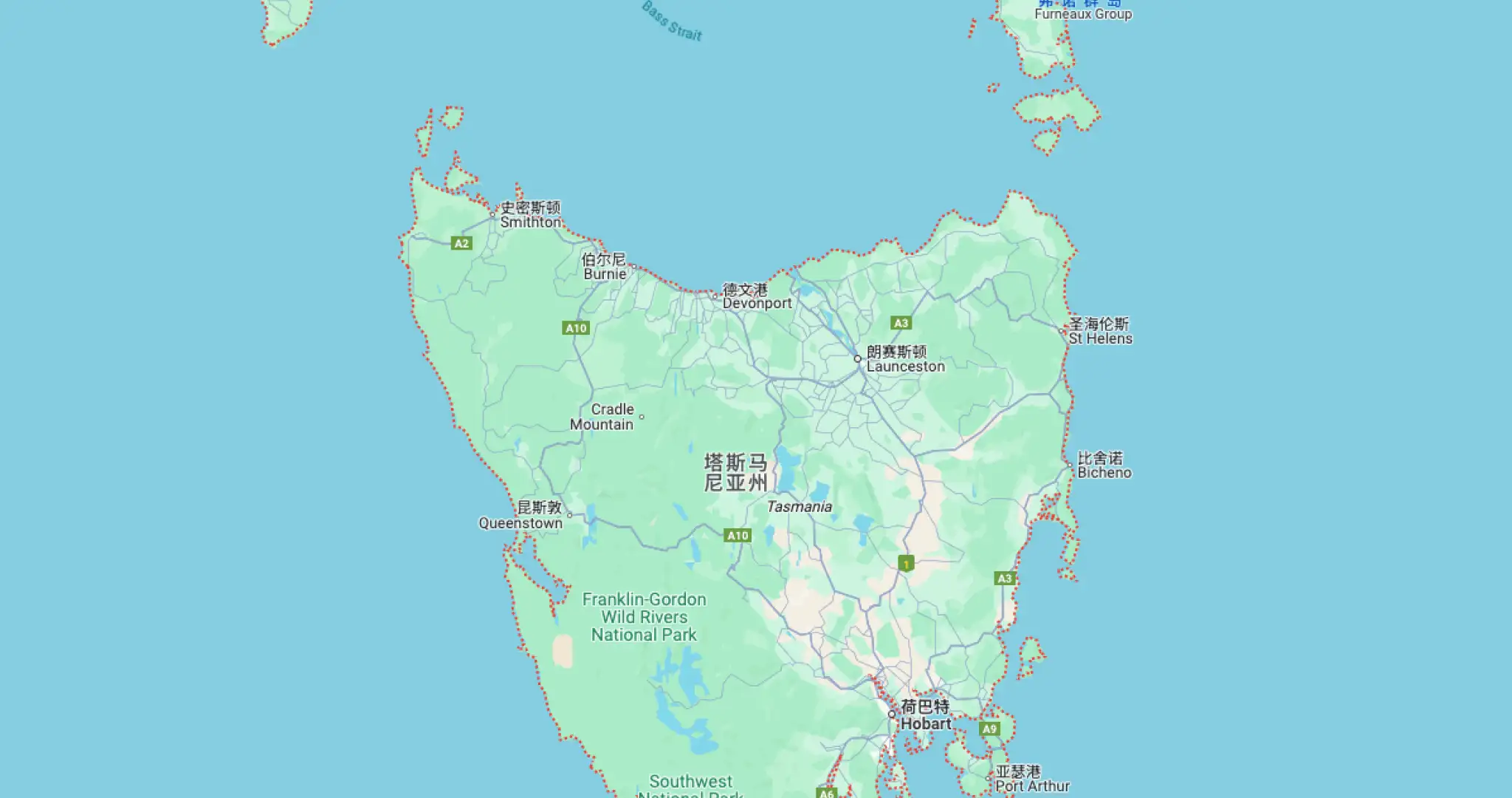 塔斯马尼亚地图